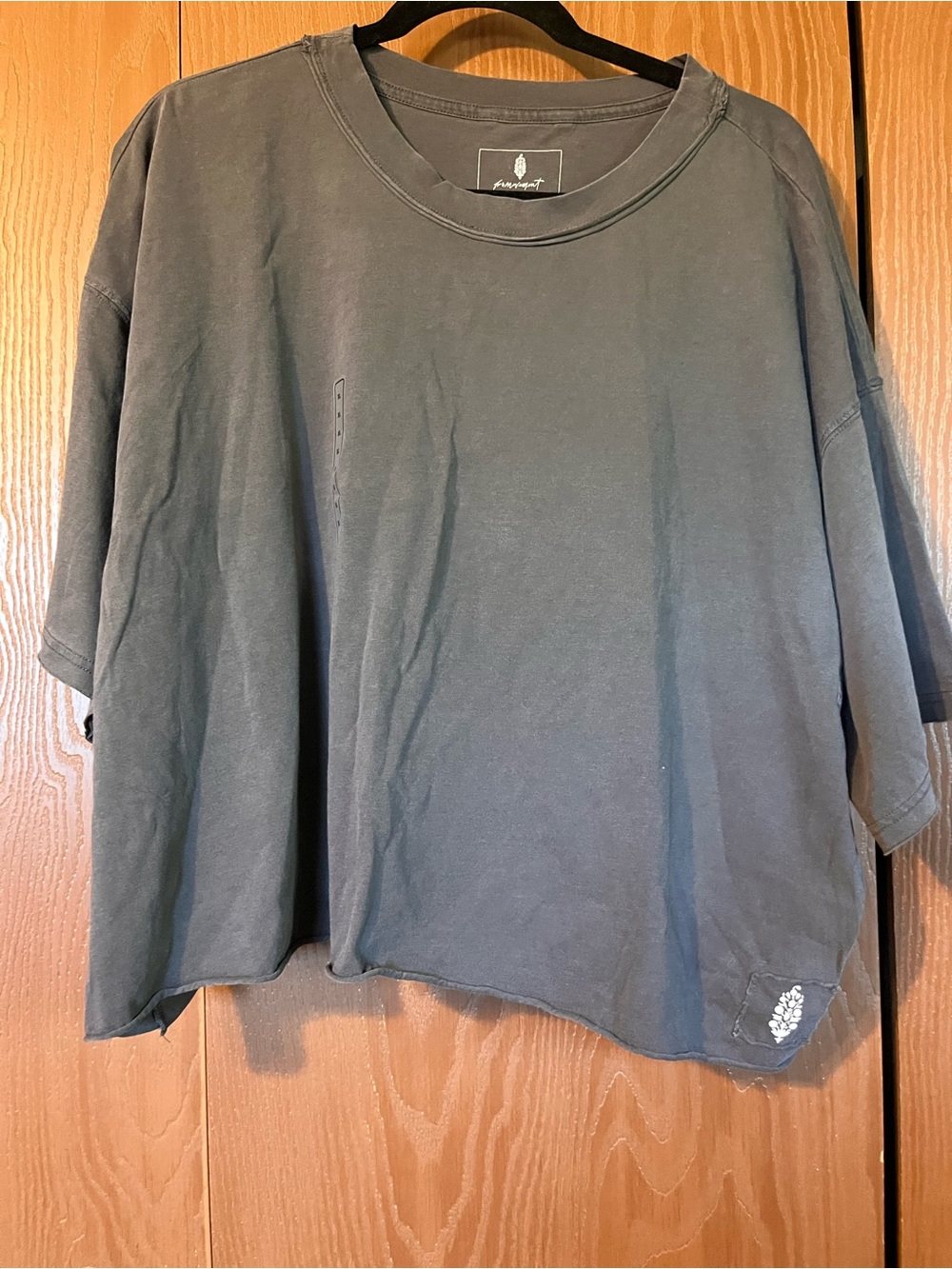 Free People Oversized Cropped Charcoal Tee